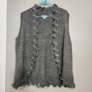 Dress Barn Knit Cardigan Women's Size 14/16 Open Front Sleeveless Wool Blend